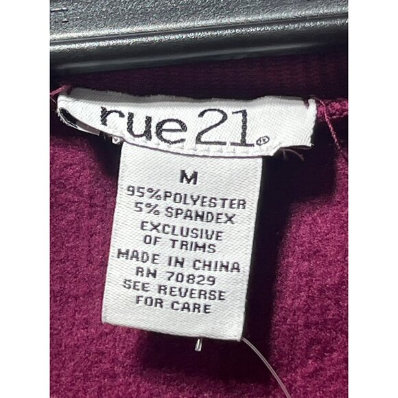 Rue 21 - Women's 1/2 Zip Long Sleeve Shirt - Burgundy - Medium - Picture 9 of 13